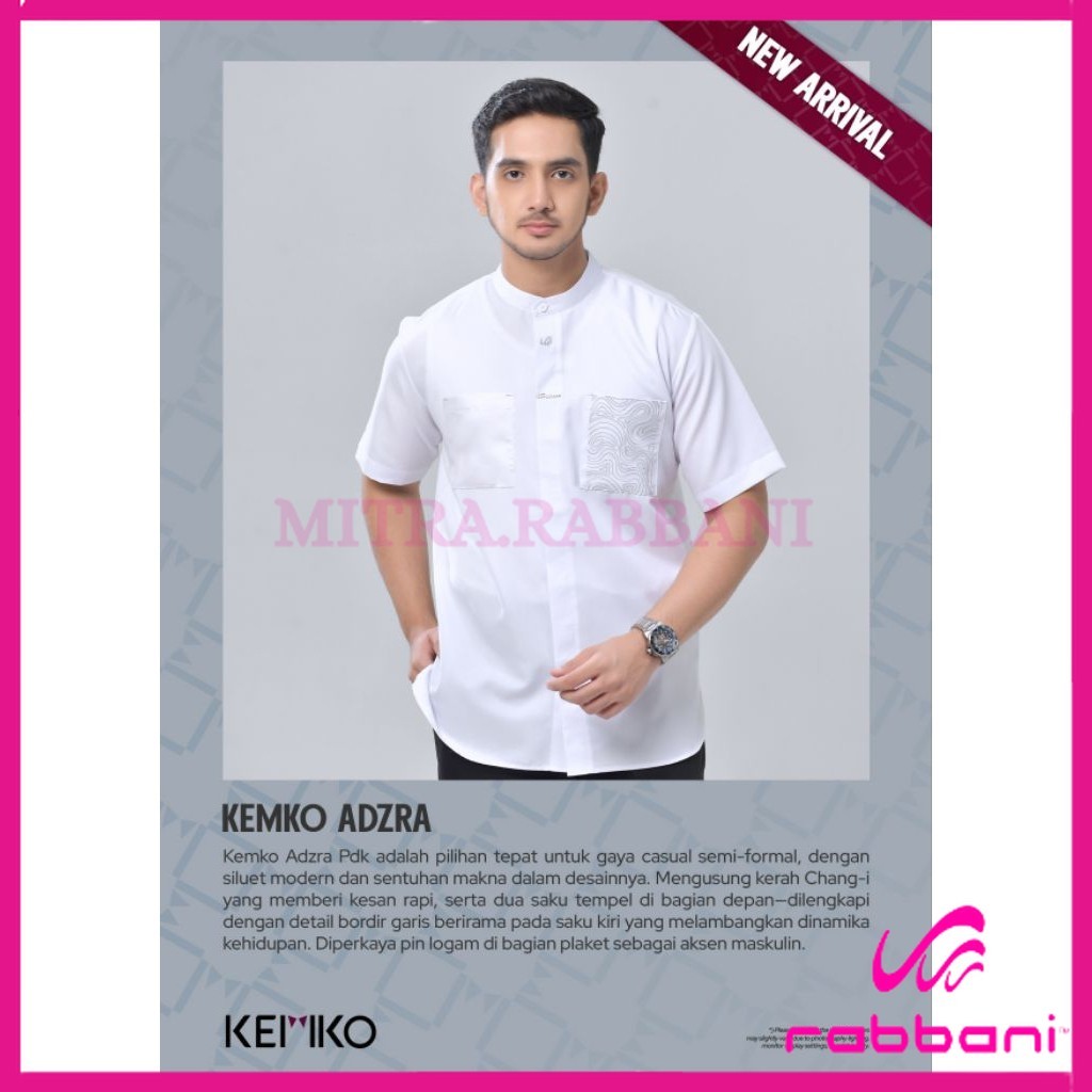 RABBANI ORI - Kemeja Koko Putih Rabbani|Kemko Adzra Lengan Pendek|Rabbani Asli Mitra Rabbani