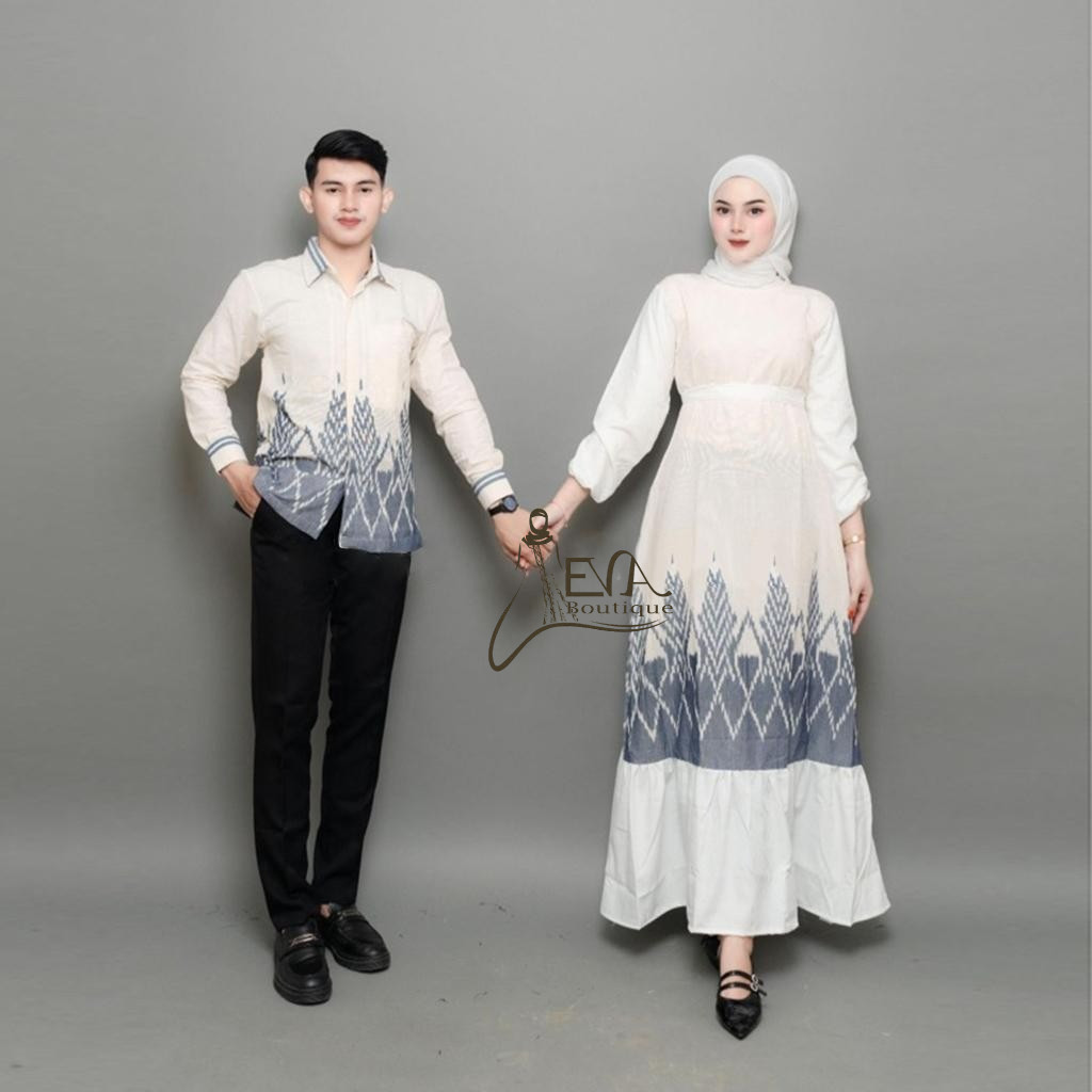 EVA BOUTIQUE - BAJU TENUN COUPLE CEMARA WHITE - BAJU TENUN COUPLE - COUPLE TENUN COUPLE - COUPLE TEN