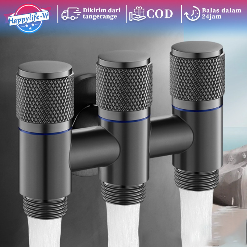 Kran Air Serbaguna Cabang 3 Kran Dinding Diperkuat Kran Cabang Shower Untuk Mesin Cuci Taman