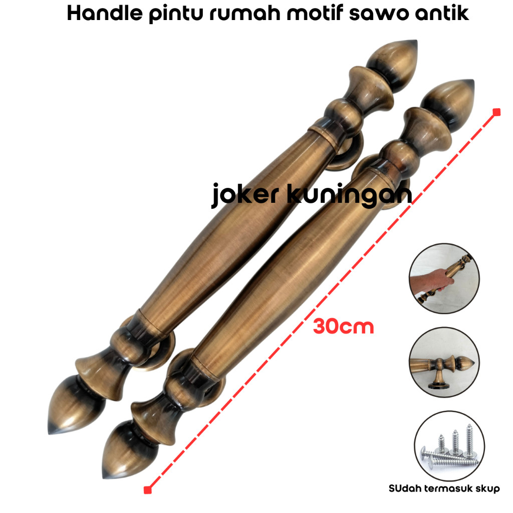 Handle pintu rumah /  Gagang pintu rumah / Handle pintu kuningan motif sawo