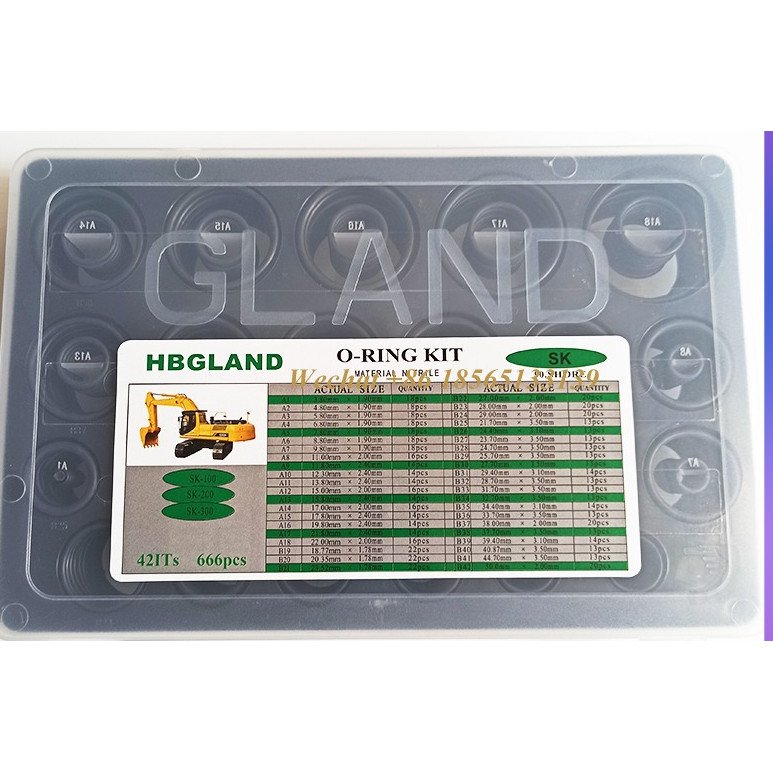 O-Ring-Kit For Kobelco SK100 SK200 SK300 O-ring Box 666pcs for Kobelco Excavator Seal Kit
