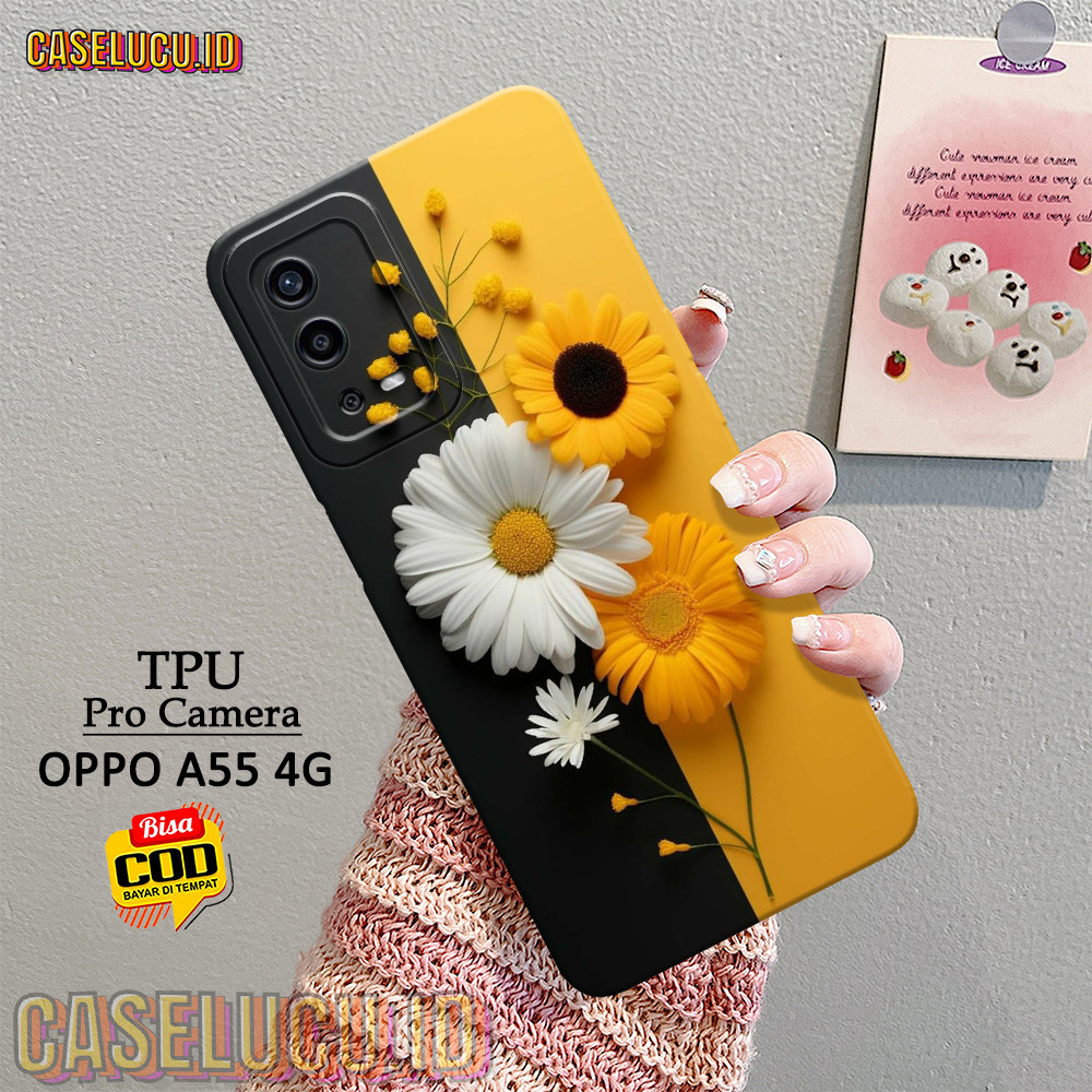 Casing Hp Oppo A55 4G Terbaru - Fashion Case Bunga - Case Oppo A55 4G - Soft Case Hp Oppo A55 4G - K