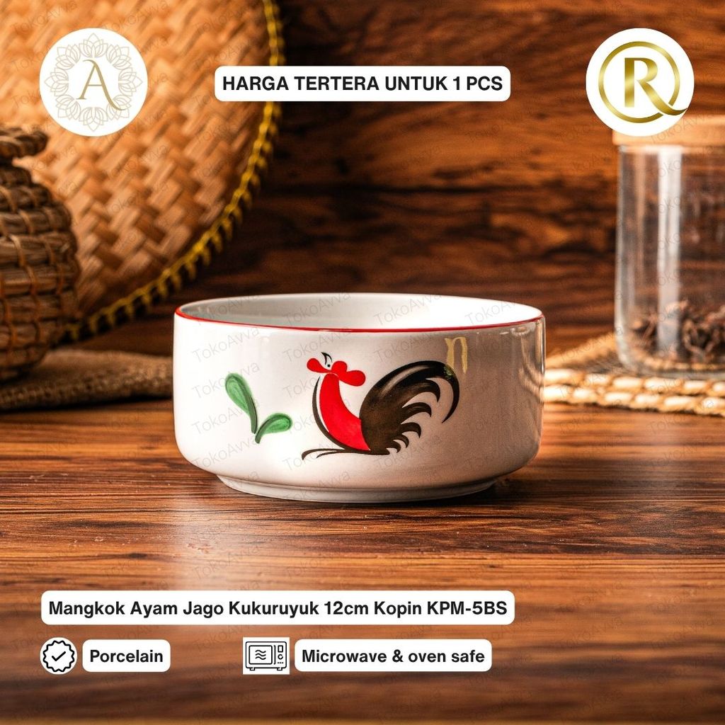 Mangkok Ayam Jago Kukuruyuk 12cm Kopin KPM-5BS Porcelain Keramik