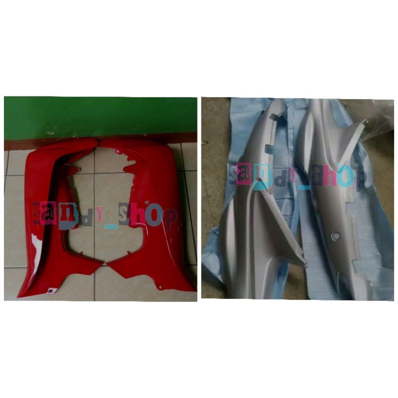 COVER SAYAP DEPAN+BODY BELAKANG SUZUKI SMASH 110 LAMA MERAH-SILVER Berkualitas