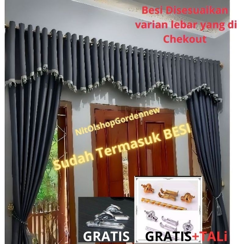 1 SETT GORDEN PONI M  + BATANG GORDEN   set gorden pintu tengah Ruang tamu Lengkap dengan pipanya Go