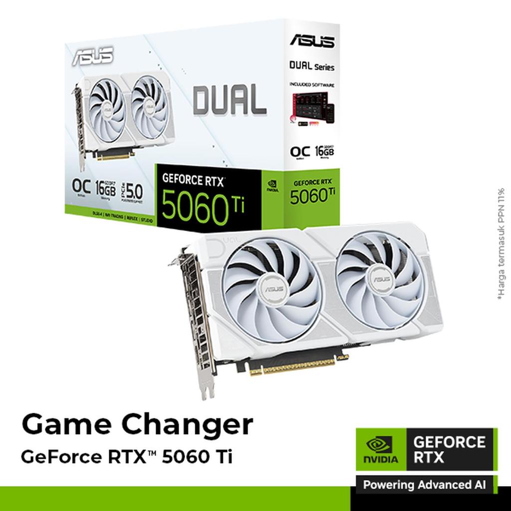 VGA Card ASUS Dual GeForce RTX 5060 Ti 16GB GDDR7 White OC Edition / ASUS RTX 5060 TI Dual 16GB OC G