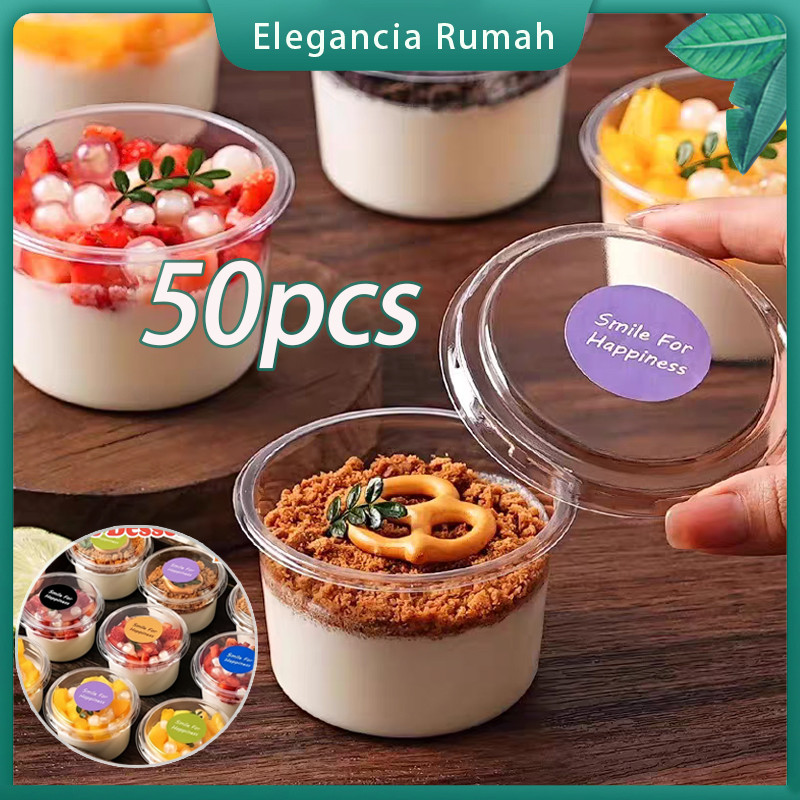 50 Pcs Premium Dessert Cup Box  Puding Jelly Cup Mika Puding Yougurt Dessert Tiramisu Mini 150ML Kot