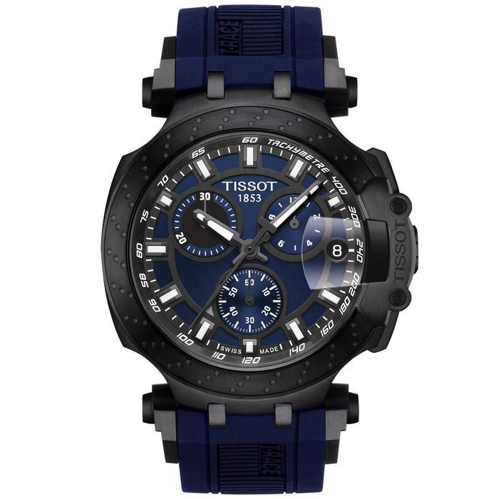 Tissot T-Sport T-Race Chronograph 43mm Blue Dial Blue Silicon Bracelet Jam Tangan Pria Original T115