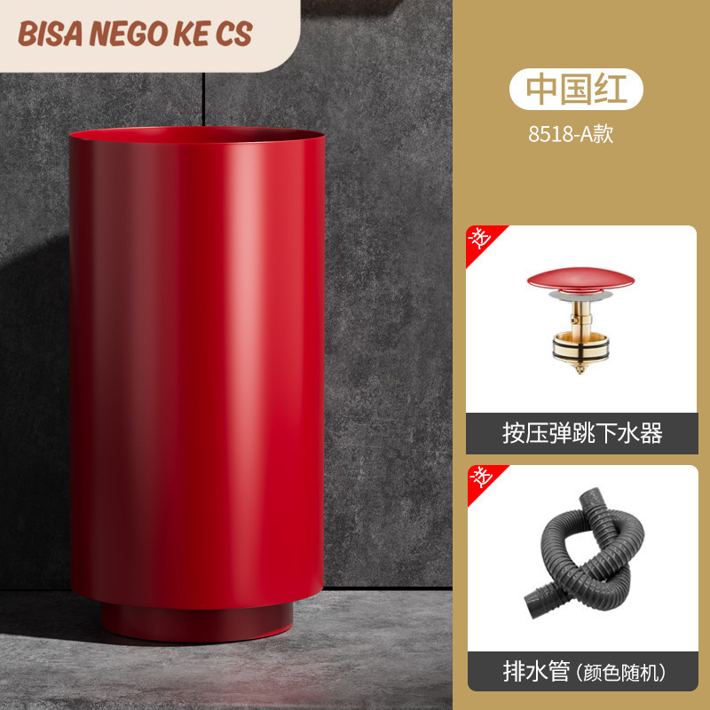 Golden Stainless Steel Column Bathroom Basin Sink Pedestal Wash Basin Bar Bathroom Round Column Vani