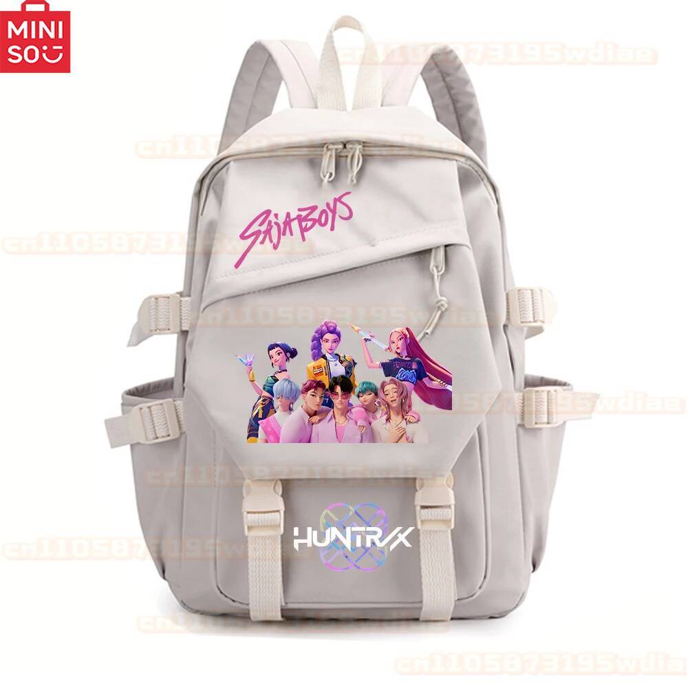 MINISO KPop Demon Hunters Huntrix Backpack Women Men Fashion Travel Saja Boys Rumi Zoey Mira Backpac