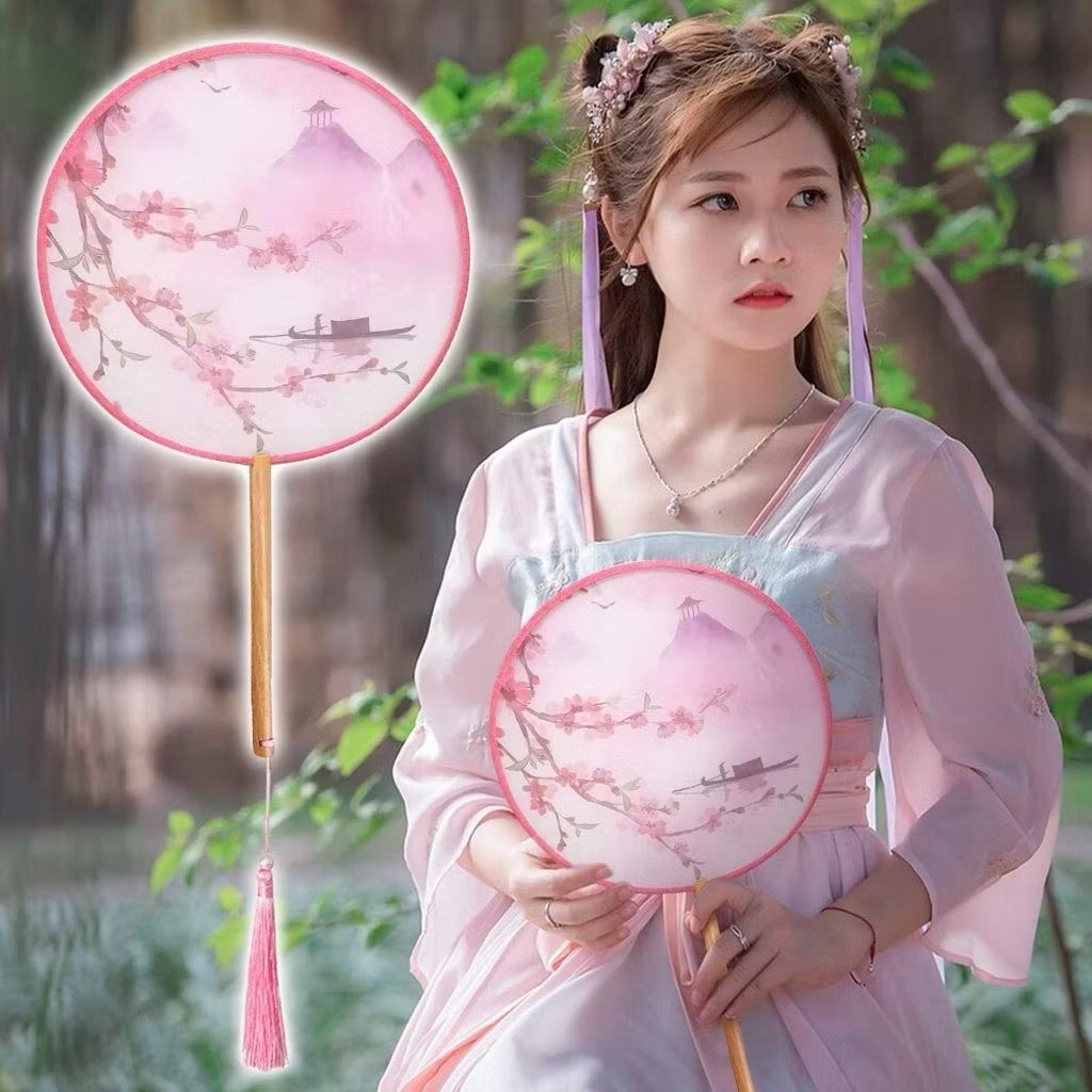 Kipas Princess Dracin Kipas Kain Oriental Premium Kipas Sangjit Bulat Imlek