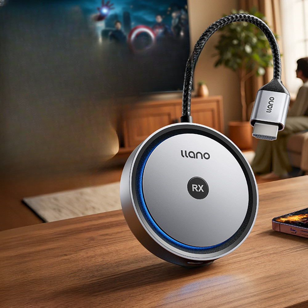 Llano Wireless 4K Screen Mirroring for Phone to TV 5.8G Signal, Plug & Play, No App Needed, 30m Rang