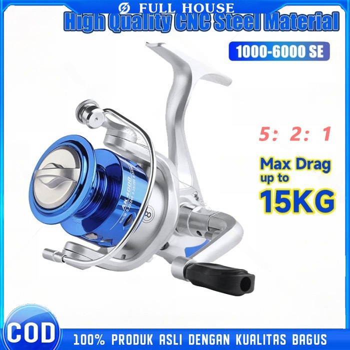 Full House  REEL PANCING METAL NX 14BB 1000 2000 3000 4000 6000 MAX DRAG 15KG reel pancing murah kua