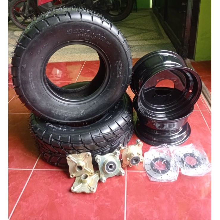 Ban set velg ATV ring 10depan + nap roda depan belakang