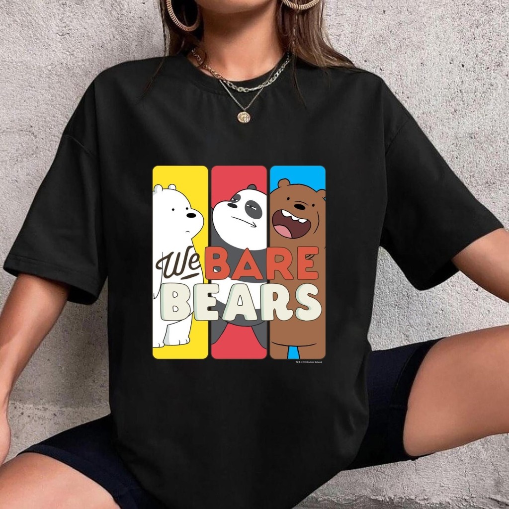 We Bare Bears Panels T-Kaos, We Bare Bears Kaos Fan Gifts, We Bare Bears Cartoon Network Kaos, We Ba