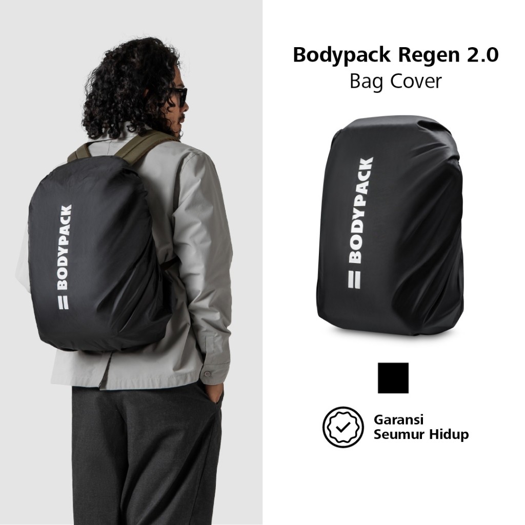 AURESTORE Bodypack Regen 2.0 Bag Cover Pelindung Tas Hujan Durable Tahan Air - Hitam
