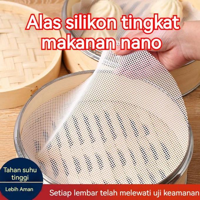 PAKOYDRUMB READYAlas Kukus Silikon Anti Lengket - Tatakan Kukusan Bakpao Dimsum - Alas Kukusan Bambu