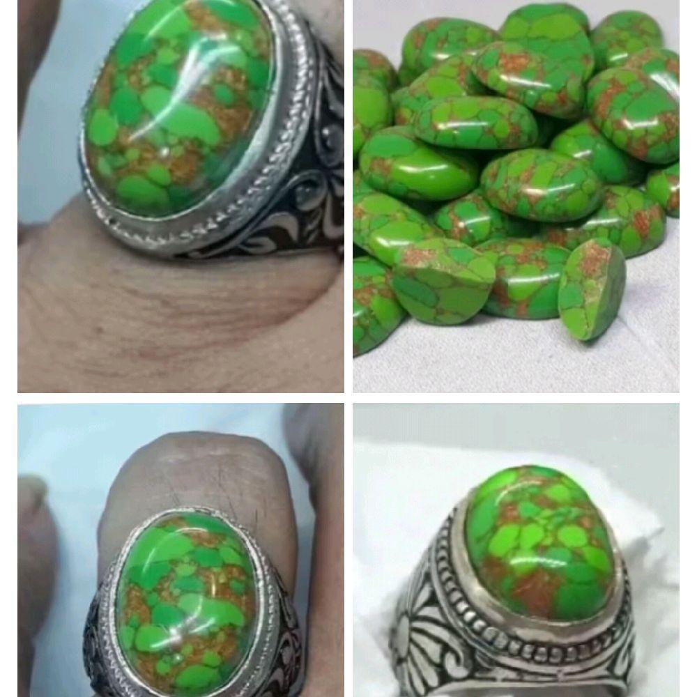 CINCIN BATU PIRUS MESIR HIJAU URAT EMAS NATURAL