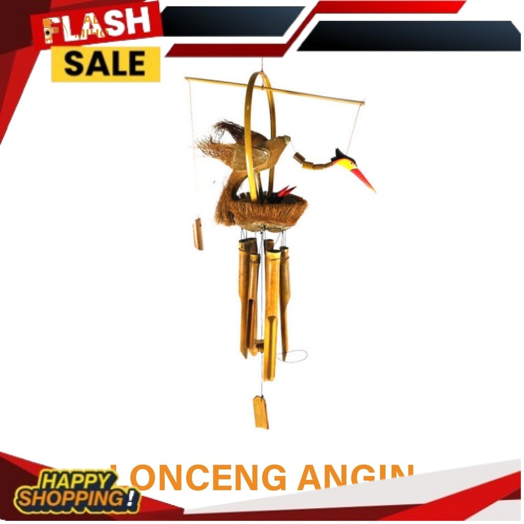 Lonceng Angin Bambu Motif Burung - Genta Angin Bambu - Gantungan Bambu - Lonceng Bambu - Lonceng bur