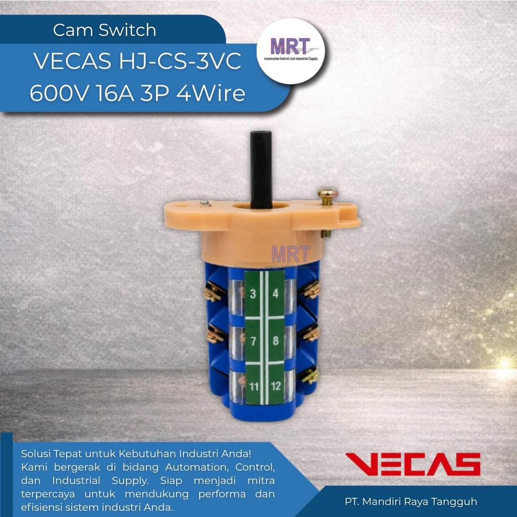 VECAS Change Over Switch (COS) HJ-CS-3VC 16A 600V - Ohm Saklar 3 Phase 4 Wire