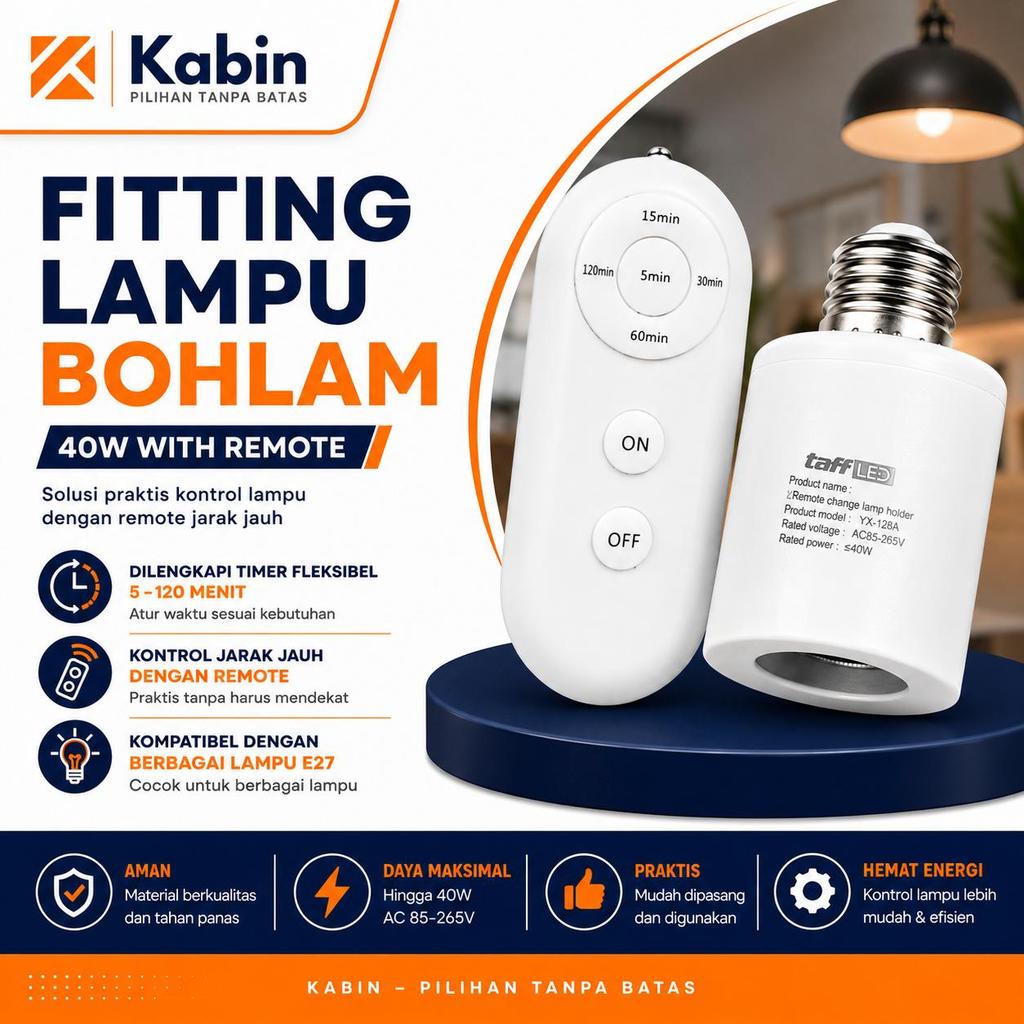 Fitting Lampu Bohlam E26 E27 dengan Remot 40W Fitting Lampu Kedali Jarak Jauh