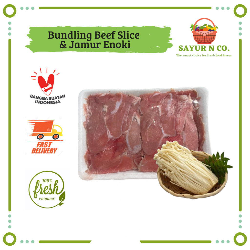 Bundling Jamur Enoki - Daging Slice Teriyaki | Sayur N Co Bekasi