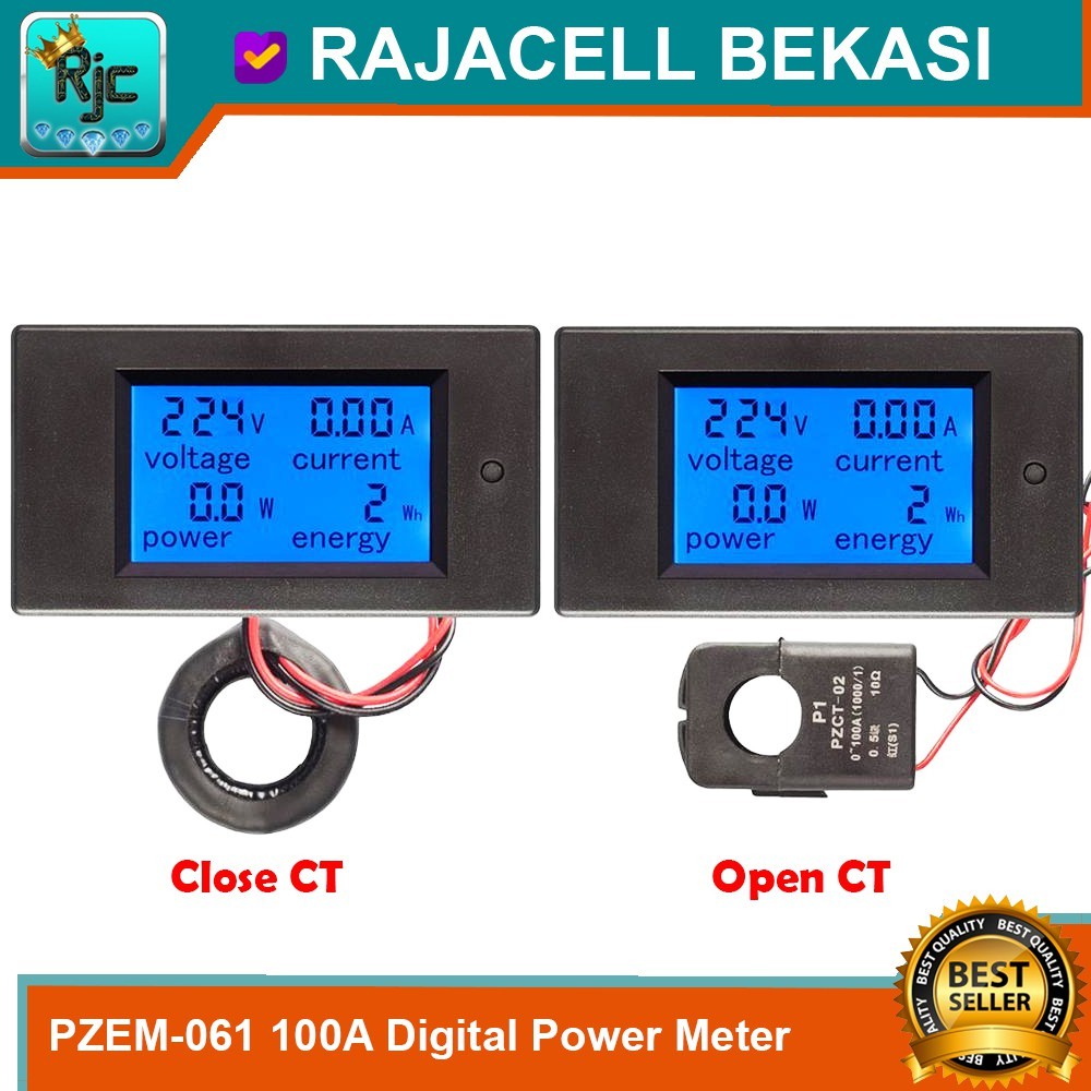 RJC PZEM-061 220V 100A Digital Display Voltmeter Ampere KWh Power meter