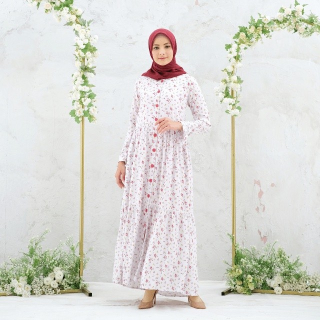 NEW RILLEY - Gamis Sakura | Dress Panjang Muslim Wanita Rayon Baju Maxi