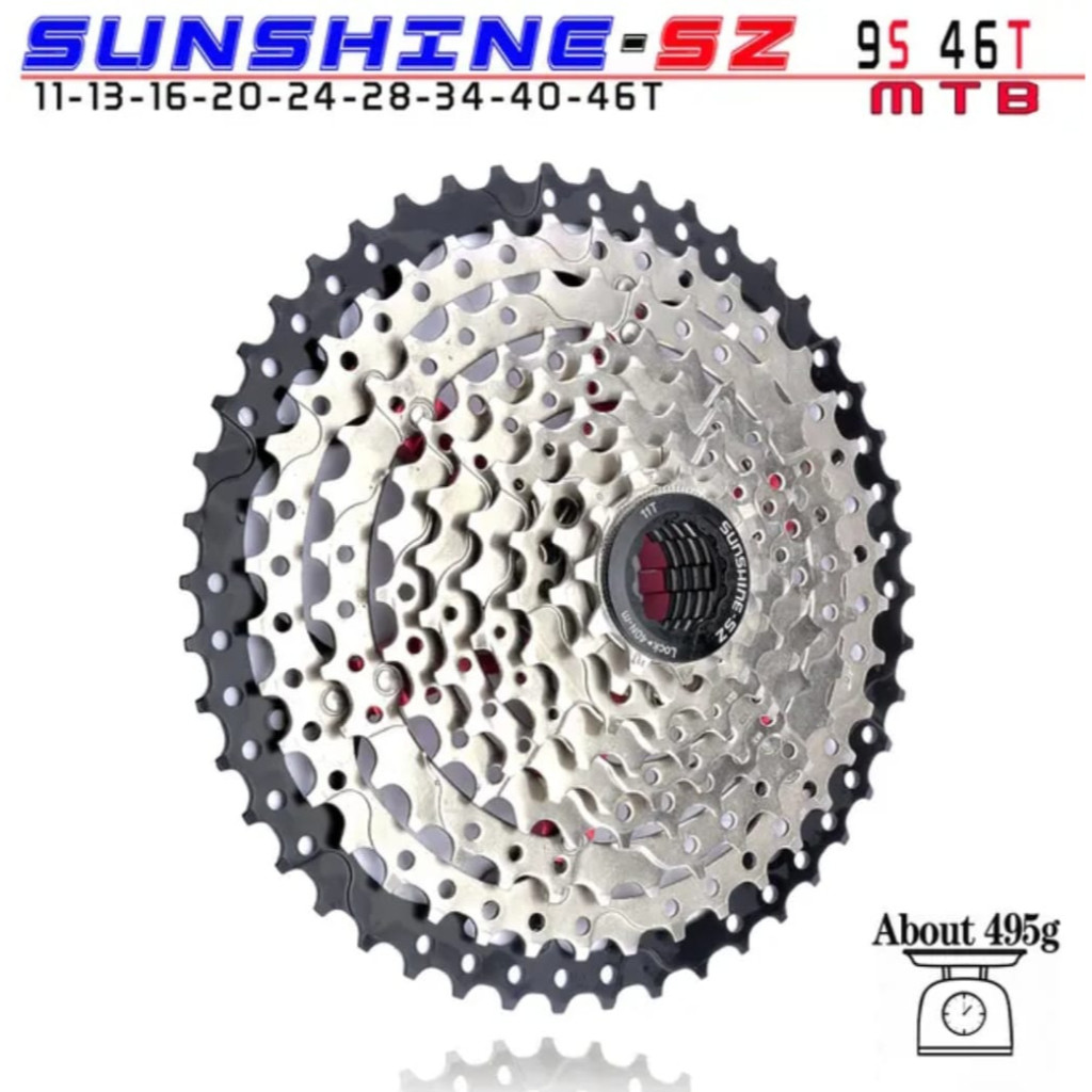 Foto Sprocket Cassette Gear gir Sunshine 9s 9 speed 11-46T  46T wide ratio