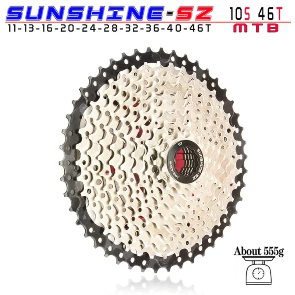 Foto Sprocket Cassette Gear gir Sunshine 10s 10 speed 11-46T  46T wide ratio
