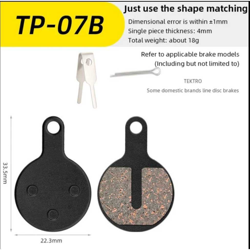 Foto Brakepad Pad TP-07B Kampas Rem Semi Metallic Bulat 22mm Sepeda untuk Brake Mekanikal non brand