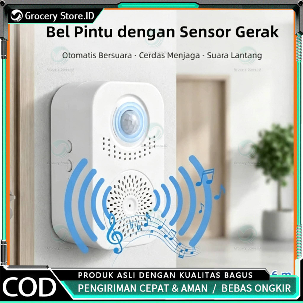 (COD) Bel Pintu Otomatis Sensor Gerak dengan Suara Sambutan & Perekam Datang untuk Toko & Minimarket