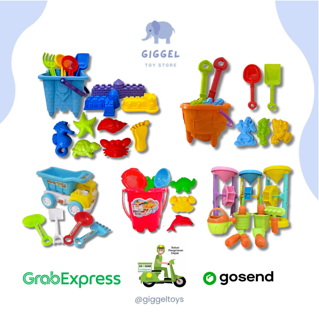 [ Giggel ] (KHUSUS OJEK INSTAN) Mainan Anak Ember Pasir / Mainan Cetakan Pasir Pantai Istana / Sekop