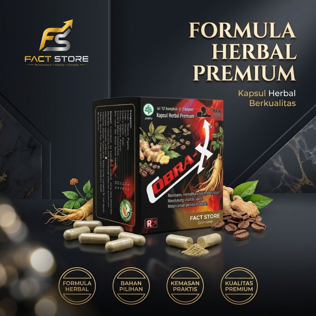 COBRA X Premium Herbal Supplement – (Isi 24 Kapsul) 12 Sachet