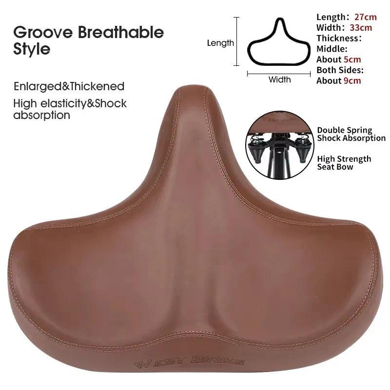 WEST BIKING Sadel MTB Lebar Ergonomis Nyaman Sadel Sepeda dengan Peredam Kejut untuk Sepeda Cruiser 
