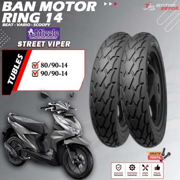 BAN MOTOR RING 14 TUBLES MIZZLE STREET VIPER BAN MOTOR TUBLESS BEAT VARIO SCOOPY RING 14 TUBELESS
