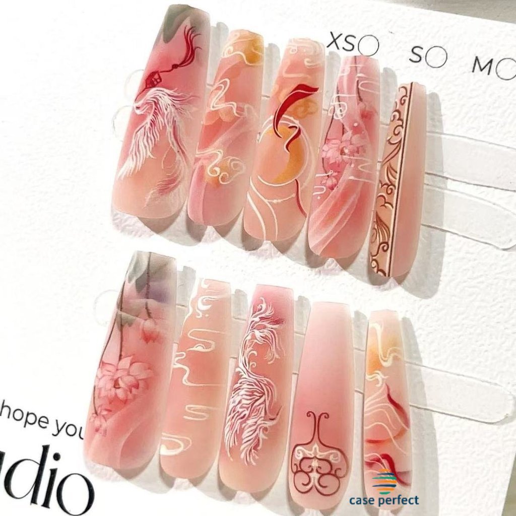 Press On Nails Kuku Palsu Panjang Free Lem 3D Cat Eyes Kuku Palsu Dengan Lem Tahan Air Dan Mudah Dip