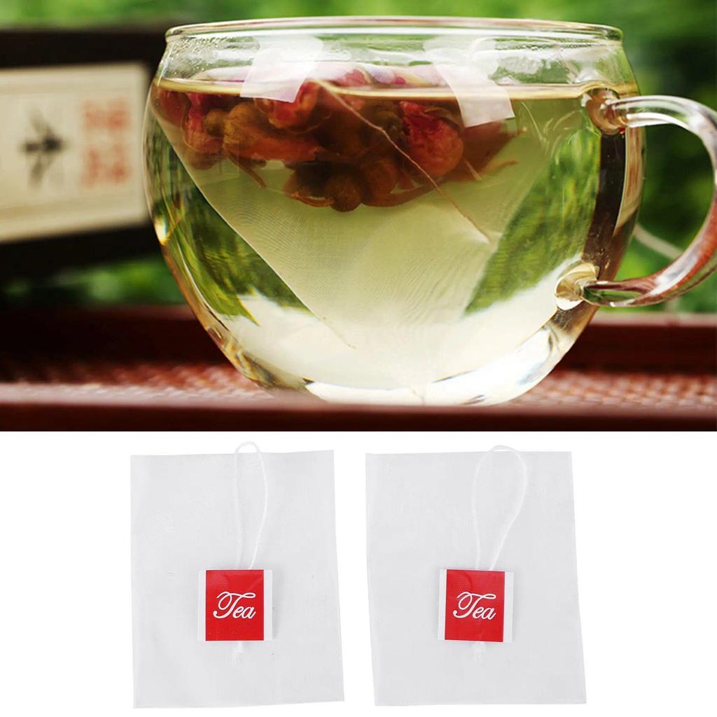 1000Pcs5.5 X 7Cm Pyramid Tea Bag Filter Nylon Tea Bag Single String Label Transparent Empty Tea Bag 