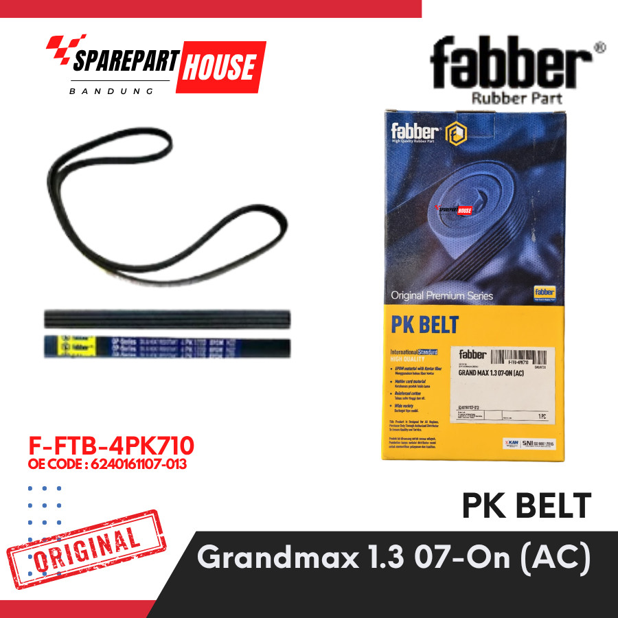 Vanbelt Fanbelt Grandmax 1300CC (AC) Luxio Suzuki Karimun 4PK710 FABBER F-FTB-4PK710