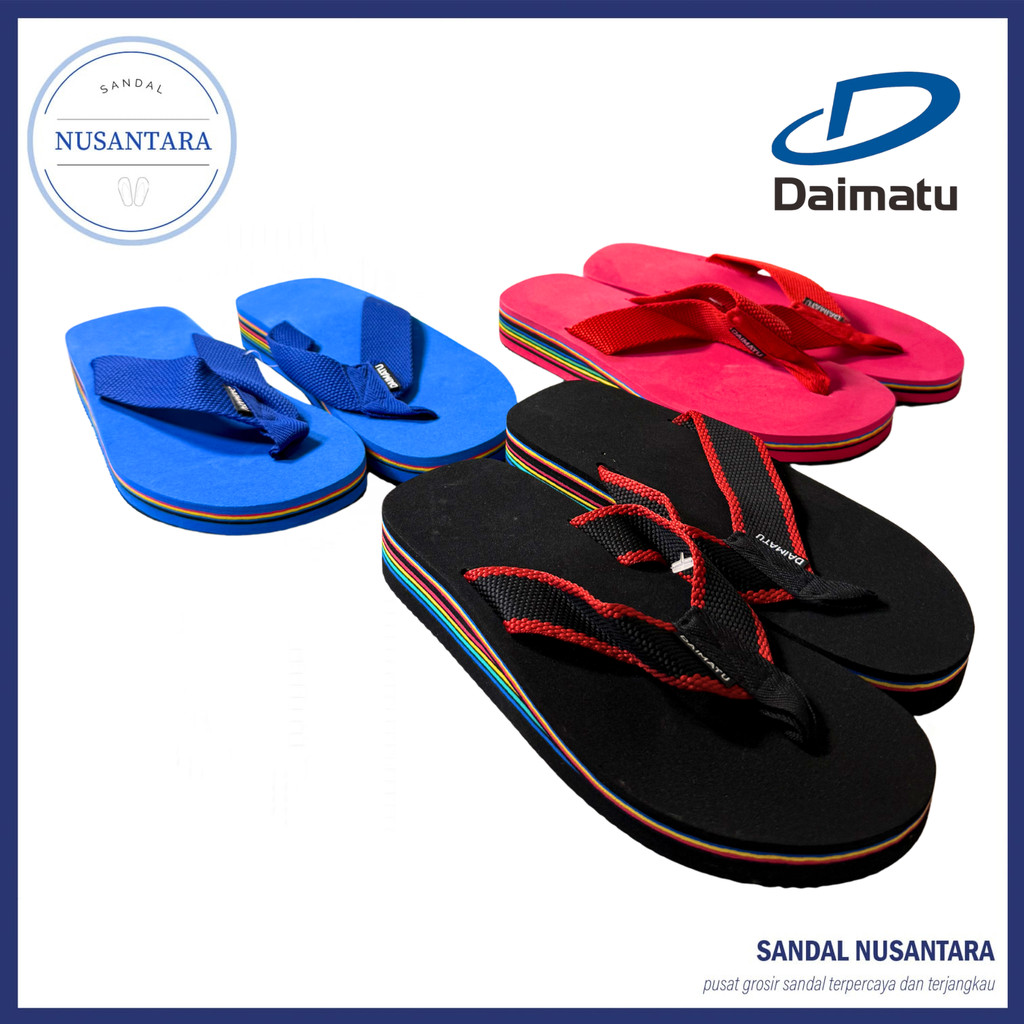 DAIMATU BEST SURF LAPIS Sandal Jepit EVA Empuk Hitam Merah Kuning Biru Tebal Retro Best Surf Pria Wa