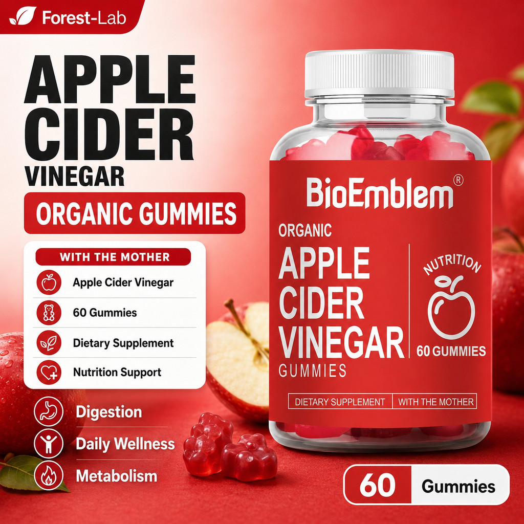 ACV Gummies Apple Cider Vinegar Organik 60 Gummies Suplemen Diet untuk Membantu Kontrol Nafsu Makan,