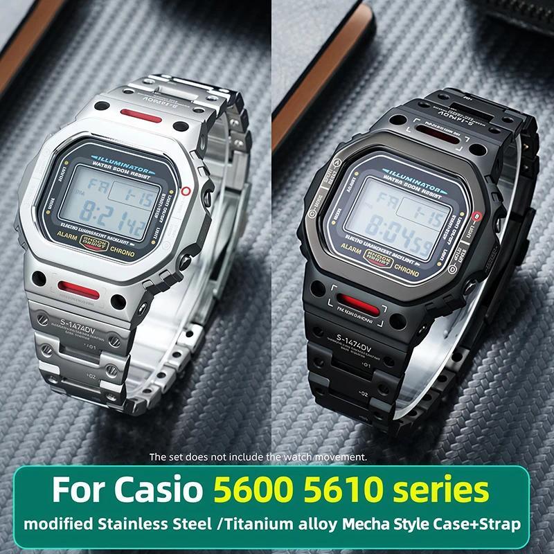 5600 5610 mod kit Titanium alloy Mecha Case+Strap For Casio DW-5600 GW-B5600 GW-M5610 Metal Bezel ba