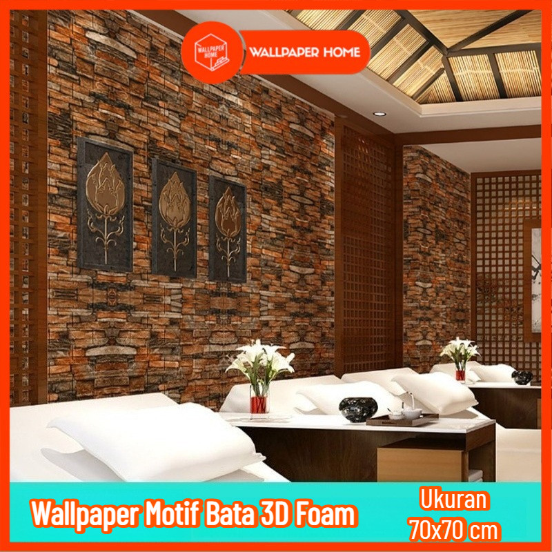 WALLPAPER HOME OFFCIAL STORE - Wallpaper Dinding 3D Foam Pola Bata Merah 70x70cm(Tebal 4.5mm) High Q