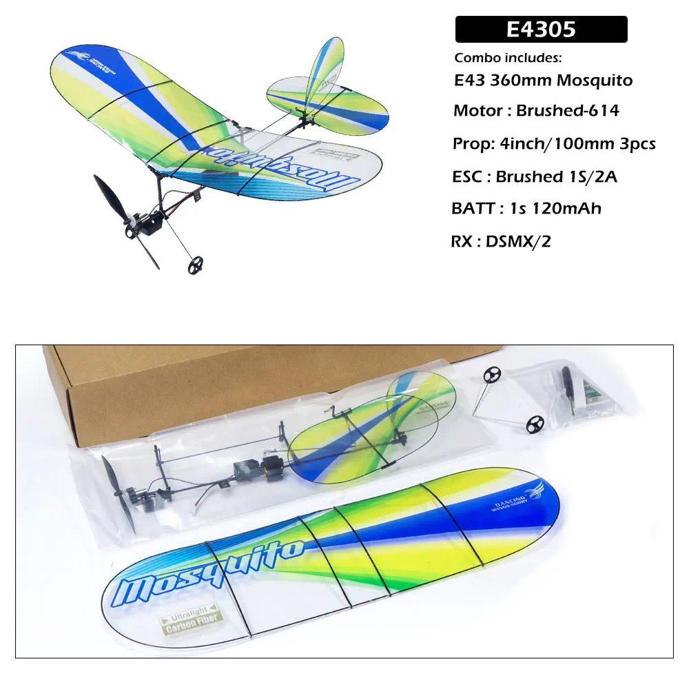 E43 Mosquito 360mm Mini RC Plane RTF with Transmitter Indoor Lightweight Film Beginner-Friendly Easy