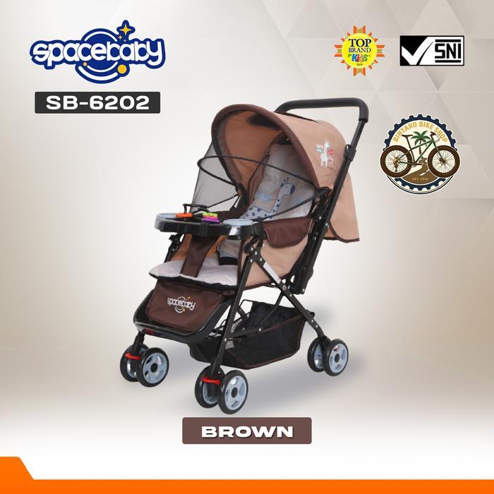Stroller SPACEBABY SB-6202 (REVERSIBLE STIR) Stroller Kereta Dorong Bayi - SB-6202 Brown