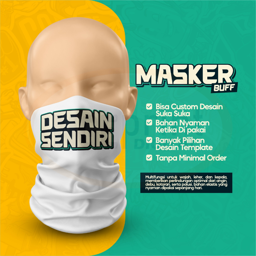 MUMPUNG PROMO Masker Buff Custom Full Printing / Masker Buff Pengendara Motor / Masker Buff Serbagun