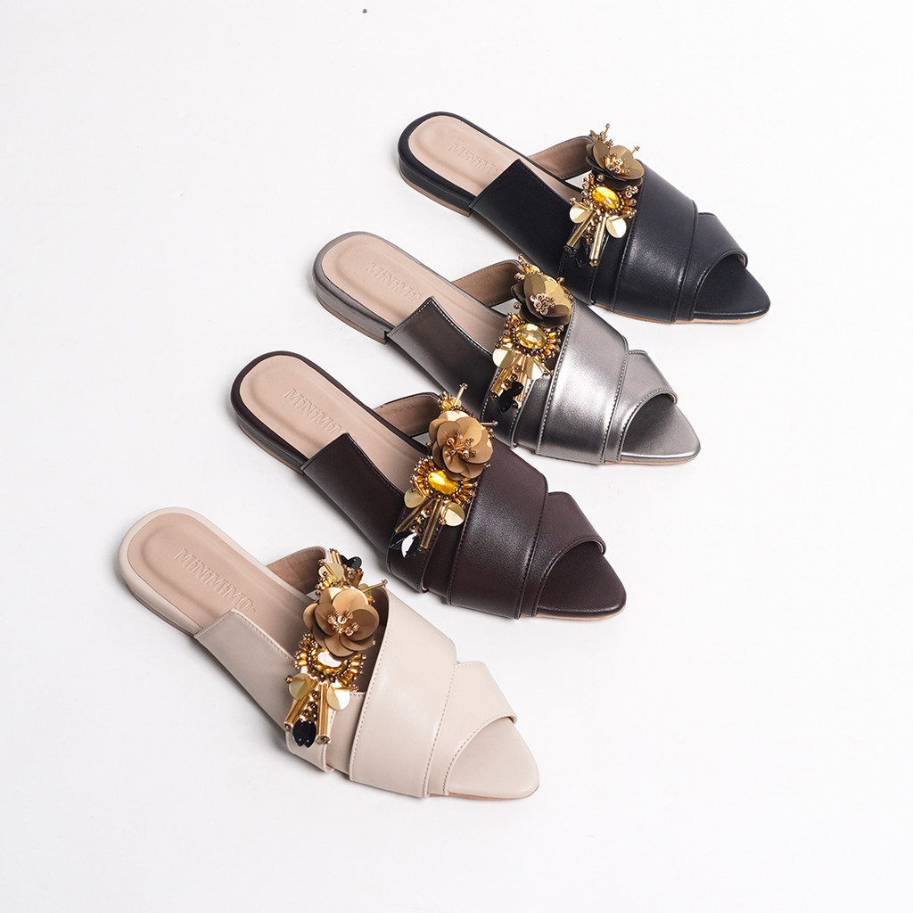 Uncle Jack Sandal Selop Wanita Manik Bunga Kulit Sintetis Hak 1.5cm - Lavanya Series