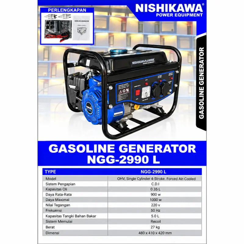 GENSET 1000W 4TAK NISHIKAWA NGG2990L POWER GENERATOR 1000W NGG 2990L - GASOLINE GENSET BENSIN 4TAK N