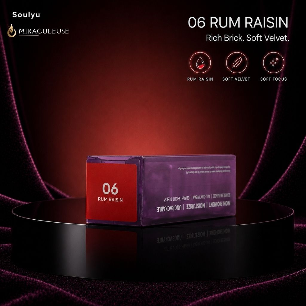 Soulyu Fluffy Haze Lip Velvet - Lip Cream Velvet Finish Ringan Tahan Lama Warna Intens ( 06 RUM RAIS