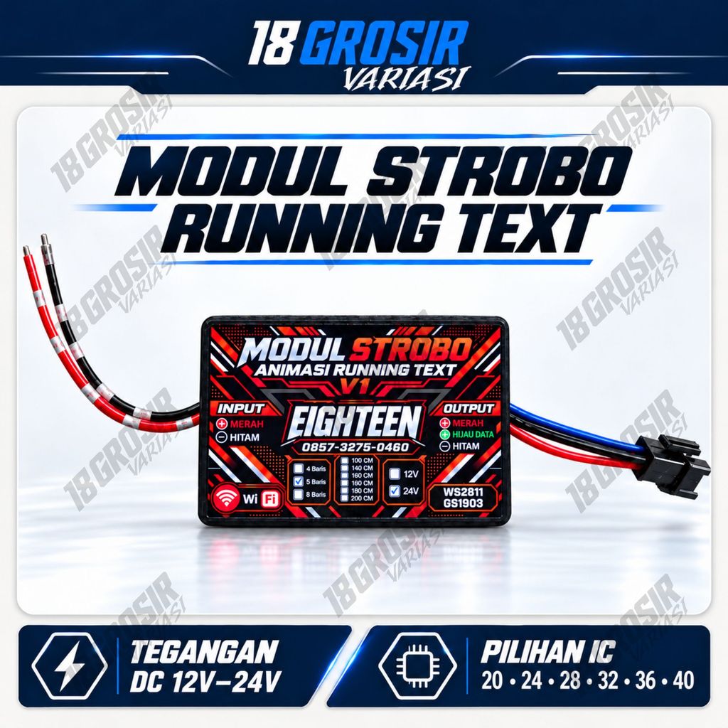 Modul Lampu Strobo 5 Baris V1 12V 24 Volt Running Text